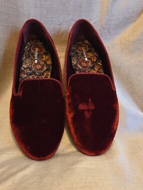 Birdies Deep Burgundy Velvet Slip-Ons